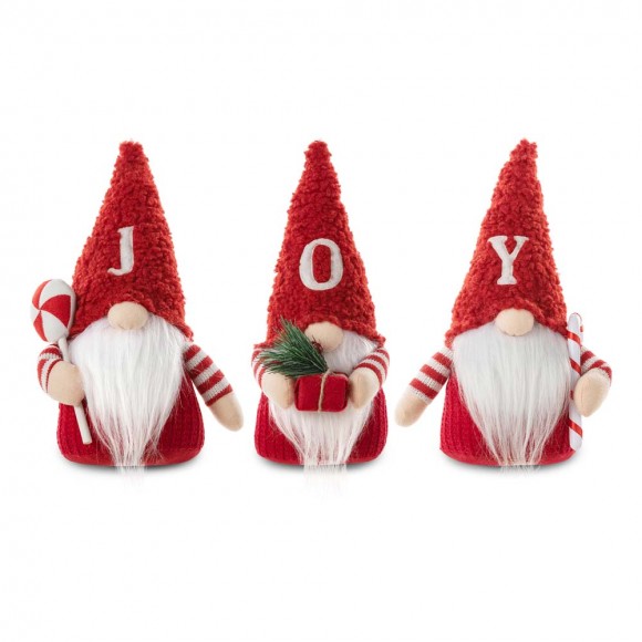 Glitzhome Set of 3 Fabric JOY Christmas Gnome Decor