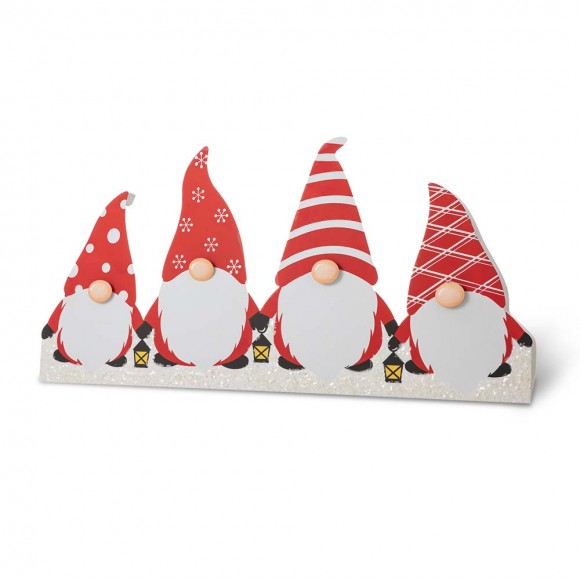 Glitzhome 30"L Christmas Gnomes Metal Tree Collar Or Hanging Decor