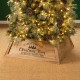 Glitzhome 32"L Natural Wooden Trapezoid "Farm Fresh" Christmas Tree Collar