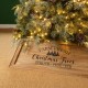 Glitzhome 32"L Natural Wooden Trapezoid "Farm Fresh" Christmas Tree Collar