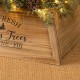 Glitzhome 32"L Natural Wooden Trapezoid "Farm Fresh" Christmas Tree Collar