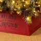 Glitzhome 26"L Red Trapezoid "Believe in the Magic" Christmas Tree Collar