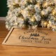 Glitzhome 40"L Natural Wooden Trapezoid "Farm Fresh" Christmas Tree Collar