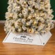 Glitzhome 40"L White Wooden Trapezoid "Farm Fresh" Christmas Tree Collar