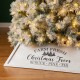 Glitzhome 40"L White Wooden Trapezoid "Farm Fresh" Christmas Tree Collar