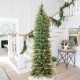 Glitzhome 9ft Pre-Lit Pencil Green Pine Artificial Christmas Tree with 480 Warm White Lights