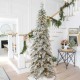 Glitzhome 9ft Pre-Lit Flocked Pencil Spruce Artificial Christmas Tree with 470 Warm White Lights 