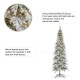 Glitzhome 9ft Pre-Lit Flocked Pencil Spruce Artificial Christmas Tree with 470 Warm White Lights 