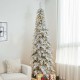 Glitzhome 9ft Pre-Lit Flocked Pencil Spruce Artificial Christmas Tree with 470 Warm White Lights 