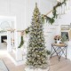 Glitzhome 9ft Pre-Lit Flocked Pencil Pine Artificial Christmas Tree with 450 LED Lights