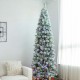 Glitzhome 9ft Pre-Lit Flocked Pencil Pine Artificial Christmas Tree with 450 LED Lights