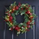 Glitzhome 24"D Ornament Berry Holly Pine Wreath With Lights