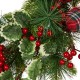 Glitzhome 24"D Ornament Berry Holly Pine Wreath With Lights