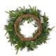 Glitzhome 24"D Ornament Berry Holly Pine Wreath With Lights