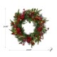 Glitzhome 24"D Ornament Berry Holly Pine Wreath With Lights