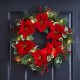 Glitzhome 24"D Poinsettia Pinecone Wreath With Lights