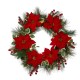 Glitzhome 24"D Poinsettia Pinecone Wreath With Lights