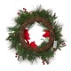 Glitzhome 24"D Poinsettia Pinecone Wreath With Lights