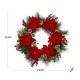 Glitzhome 24"D Poinsettia Pinecone Wreath With Lights