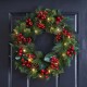 Glitzhome 24"D Berry Magnolia Leaf Pinecone Wreath With Lights