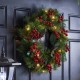 Glitzhome 24"D Berry Magnolia Leaf Pinecone Wreath With Lights