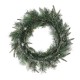 Glitzhome 24"D Pre-Lit Snow Flocked Greenery Pine Poinsettia Christmas Wreath with 50 Warm White Lights(Includes Timer)