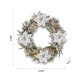 Glitzhome 24"D Pre-Lit Snow Flocked Greenery Pine Poinsettia Christmas Wreath with 50 Warm White Lights(Includes Timer)