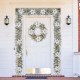 Glitzhome 24"D Pre-Lit Snow Flocked Greenery Pine Poinsettia Christmas Wreath with 50 Warm White Lights(Includes Timer)