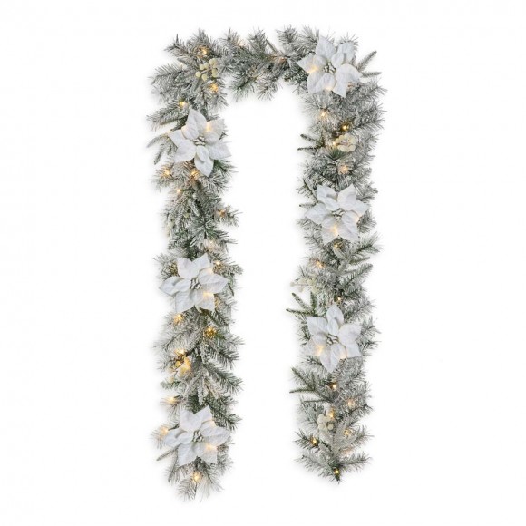 Glitzhome 9 ft. Pre-Lit White Pine Artificial Christmas Garland