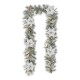 Glitzhome 9ft Pre-Lit Snow Flocked Greenery Pine Poinsettia Christmas Garland with 50 Warm White Lights(Includes Timer)