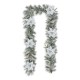 Glitzhome 9ft Pre-Lit Snow Flocked Greenery Pine Poinsettia Christmas Garland with 50 Warm White Lights(Includes Timer)