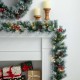 Glitzhome 9ft Pre-Lit Greenery Pine Cones and  Red Berries Christmas Garland with 50 Warm White Lights(Includes Timer)