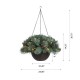 Glitzhome 2PK 24"D Pre-Lit Ligthed Frosted Christmas Artificial Pinecone Hanging Basket (Inlcudes Timer)