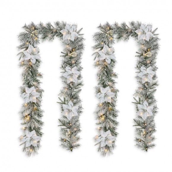 Glitzhome 9 ft. Pre-Lit White Pine Artificial Christmas Garland