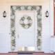 Glitzhome 24"D Pre-Lit Snow Flocked Greenery Pine Poinsettia Christmas Wreath and Matched 2PK 9ft Garland Set