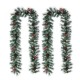 Glitzhome 2PK 9ft Pre-Lit Greenery Pine Cones and  Red Berries Christmas Garland with 50 Warm White Lights(Includes Timer)