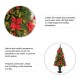 Glitzhome 4ft Pre-Lit Pine Artificial Christmas Porch Tree with 100 Warm White Lights, Poinsettia and Red Berries