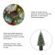 Glitzhome 4ft Pre-Lit Pine Artificial Christmas Porch Tree with 80 Warm White Lights, Pinecones and Red Berries