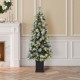 Glitzhome 5ft Pre-Lit Pine Artificial Christmas Porch Tree with 150 Warm White Lights, Pinecones and Red Berries