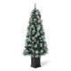 Glitzhome 5ft Pre-Lit Pine Artificial Christmas Porch Tree with 150 Warm White Lights, Pinecones and Red Berries