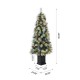 Glitzhome 5ft Pre-Lit Pine Artificial Christmas Porch Tree with 150 Warm White Lights, Pinecones and Red Berries