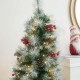 Glitzhome 5ft Pre-Lit Pine Artificial Christmas Porch Tree with 150 Warm White Lights, Pinecones and Red Berries