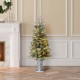 Glitzhome 4ft Pre-Lit Pine Artificial Christmas Porch Tree with 130 Warm White Lights and Pinecones