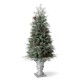 Glitzhome 4ft Pre-Lit Pine Artificial Christmas Porch Tree with 130 Warm White Lights and Pinecones