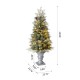 Glitzhome 4ft Pre-Lit Pine Artificial Christmas Porch Tree with 130 Warm White Lights and Pinecones