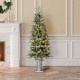 Glitzhome 5ft Pre-Lit Pine Artificial Christmas Porch Tree with 180 Warm White Lights and Pinecones