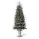 Glitzhome 5ft Pre-Lit Pine Artificial Christmas Porch Tree with 180 Warm White Lights and Pinecones