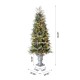 Glitzhome 5ft Pre-Lit Pine Artificial Christmas Porch Tree with 180 Warm White Lights and Pinecones