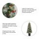 Glitzhome 2PK 5ft Pre-Lit Pine Artificial Christmas Porch Tree with 150 Warm White Lights, Pinecones and Red Berries