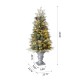 Glitzhome 2PK 4ft Pre-Lit Pine Artificial Christmas Porch Tree with 130 Warm White Lights and Pinecones